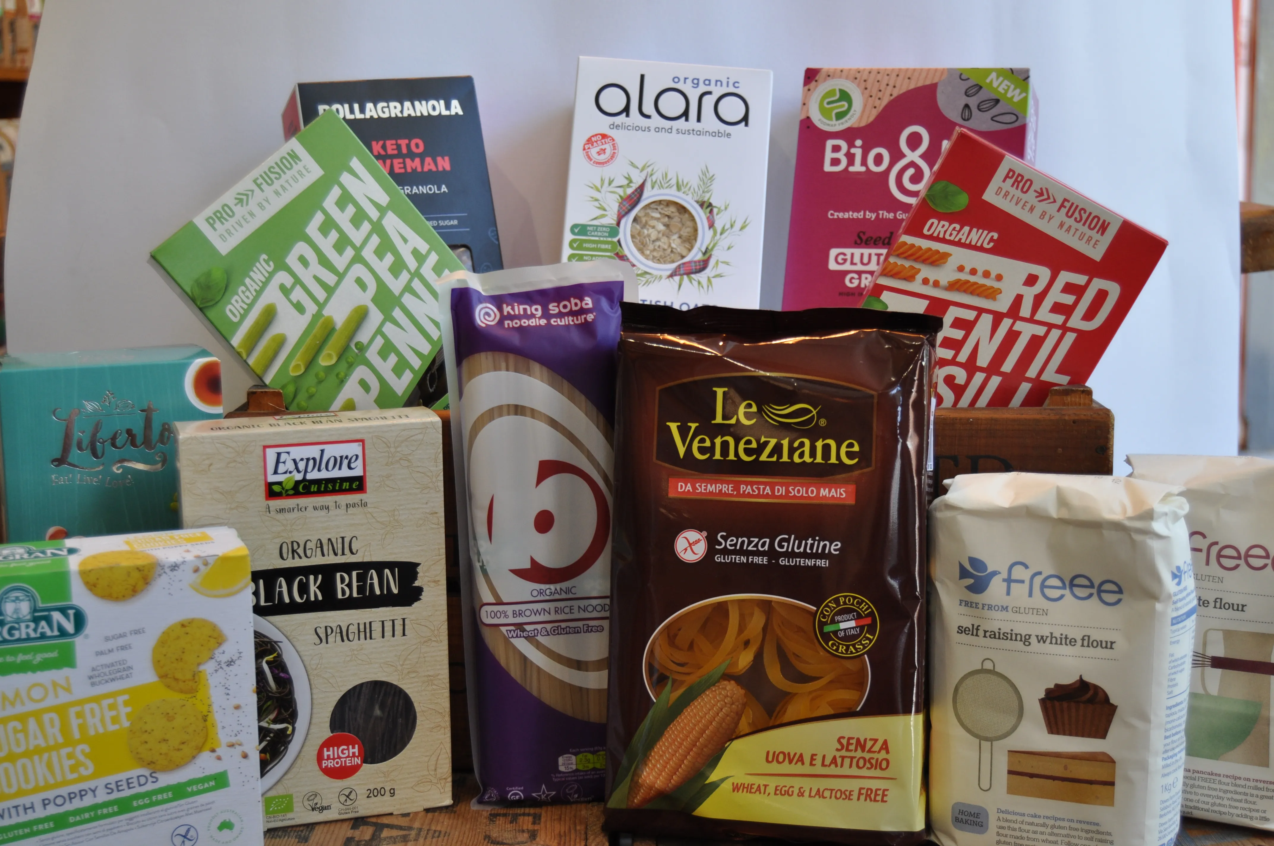 Gluten free pasta, flours and snacks from the free from range