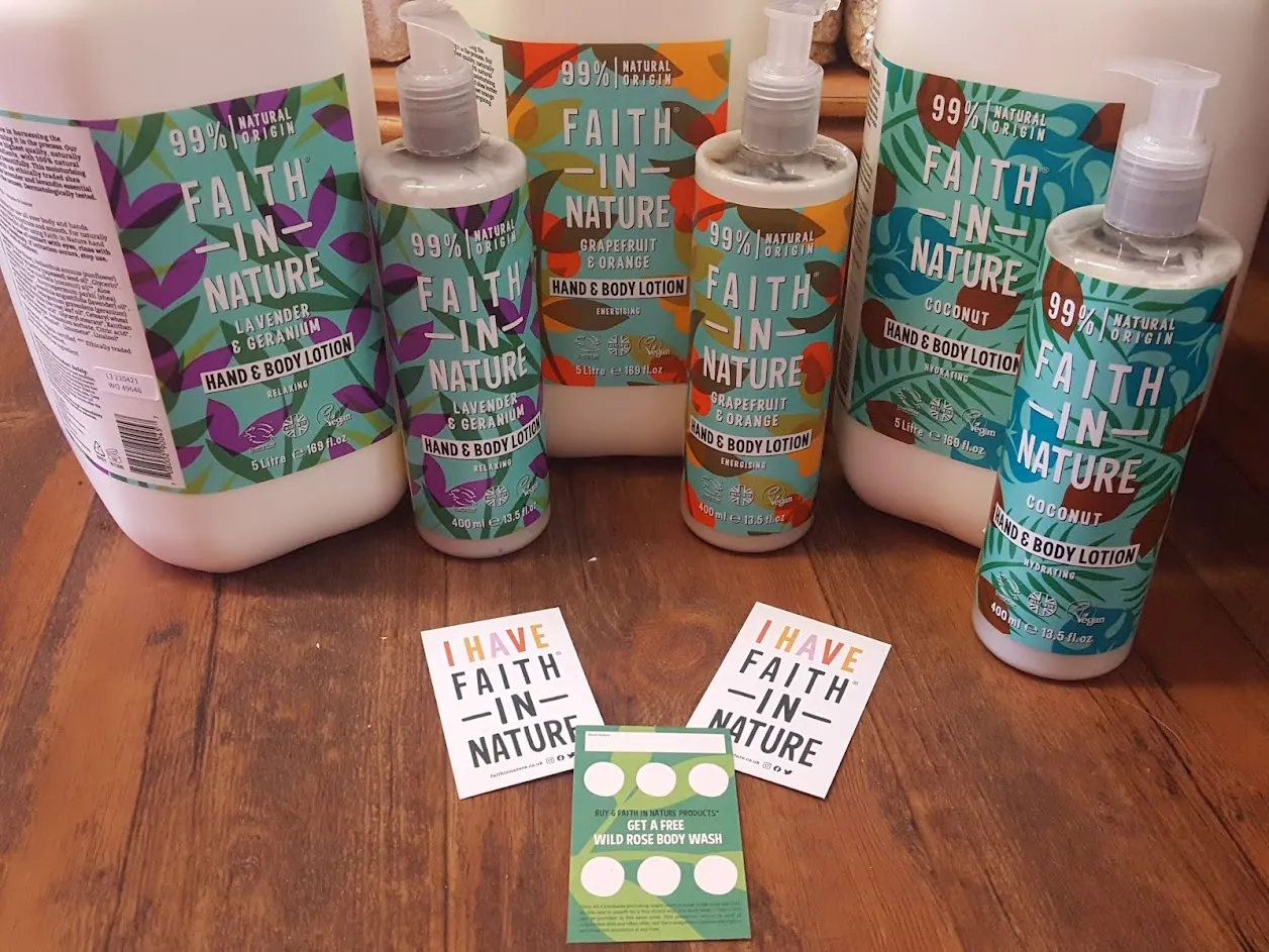 Faith in Nature refill bottles and the loyalty card